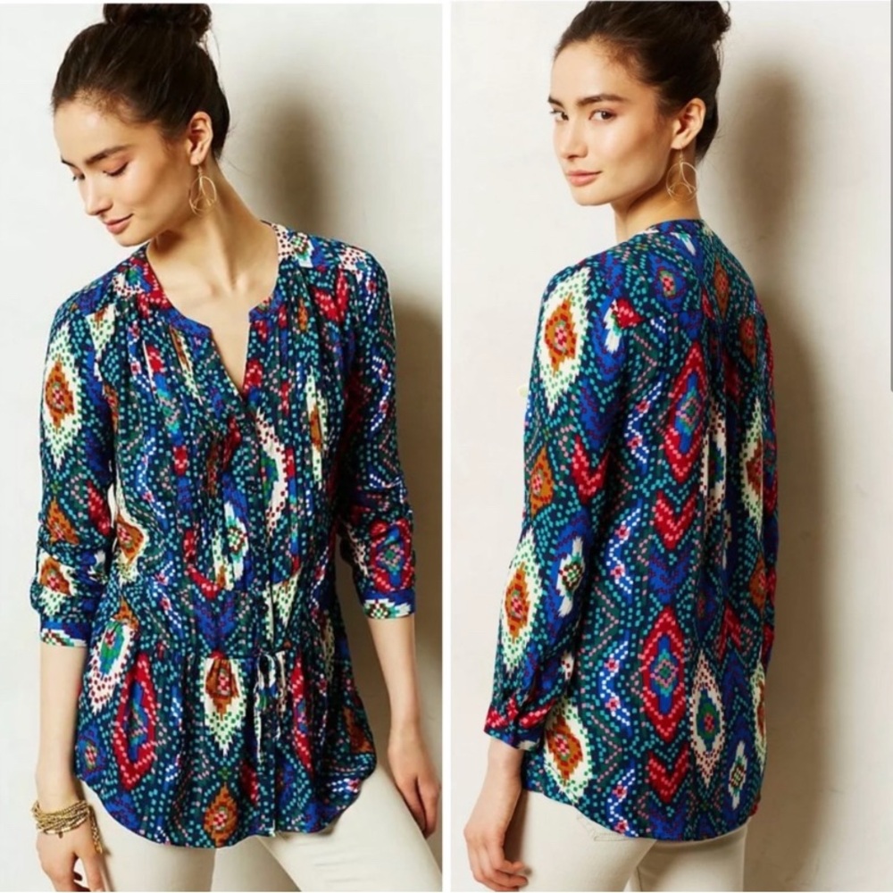 Maeve Topoxte Ikat Button Down Blouse sz6